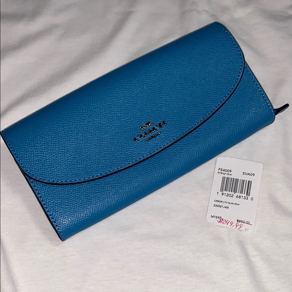 Coach Blue Saffiano Leather Wallet 5101 - Picture 12 of 13